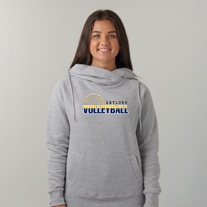 Volleyball 1 Women's Fleece Funnel Neck Pullover Hoodie
